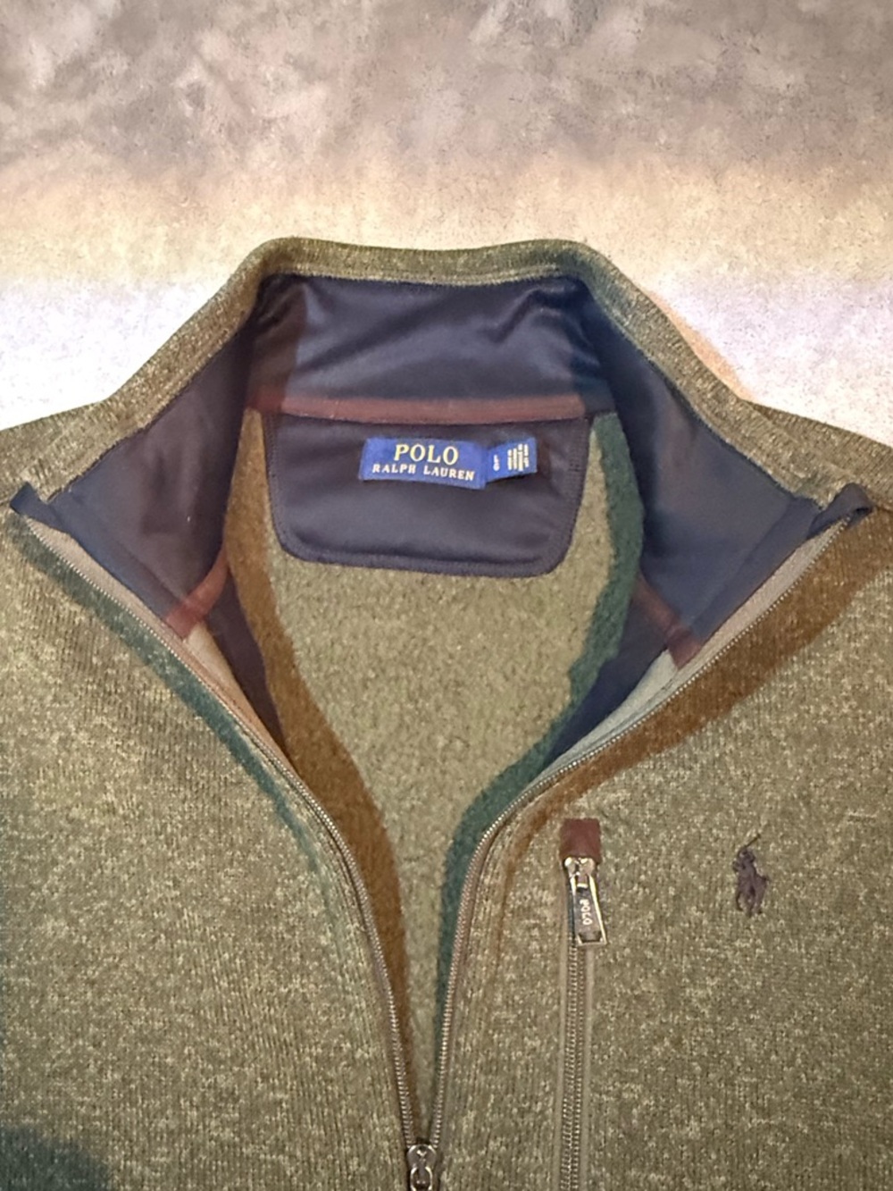 Polo Ralph Lauren Men's Large Green Fleece Full Zip Sweater Jacket Coat NWOT